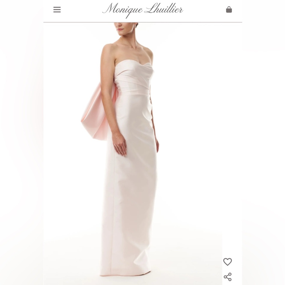 Monique Lhuillier Candy Bow-Draped Column Gown